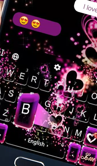 Sparkling Purple Heart Keyboard Theme स्क्रीनशॉट 2