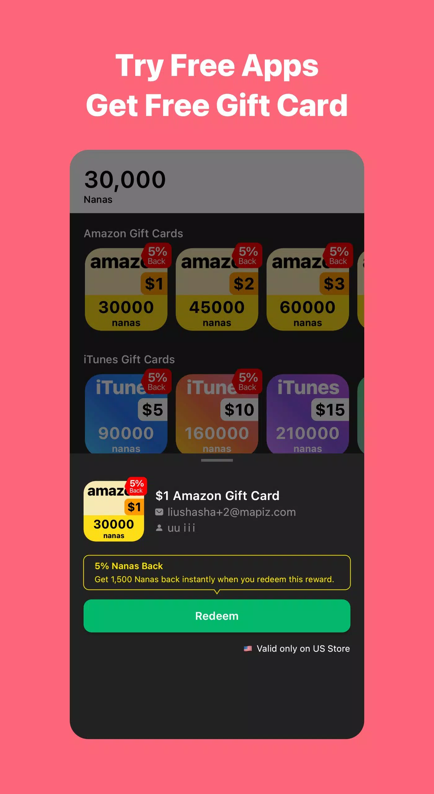 AppNana: Gift Cards Rewards Скриншот 1