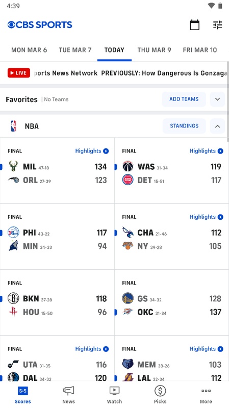 CBS Sports App: Scores & News應用截圖第1張