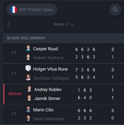 ATP live scores : Tennis live應用截圖第2張