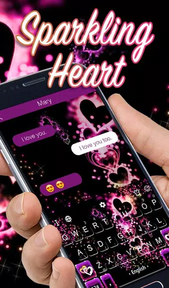 Sparkling Purple Heart Keyboard Theme स्क्रीनशॉट 1