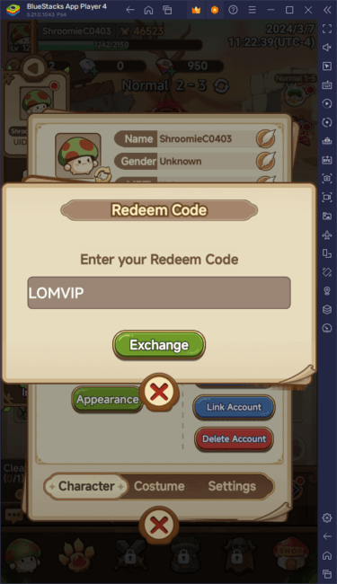 Legend of Mushroom Redeem Code Process