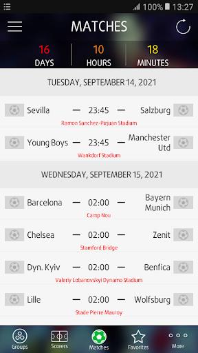 Live Scores for Champions League Screenshot 0