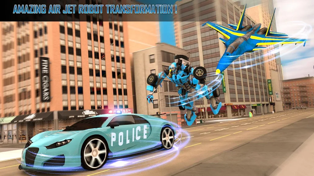 Police Air Jet Multi Robot Shooting Game Captura de pantalla 1