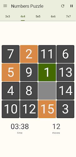 15 Number puzzle sliding game Captura de pantalla 0