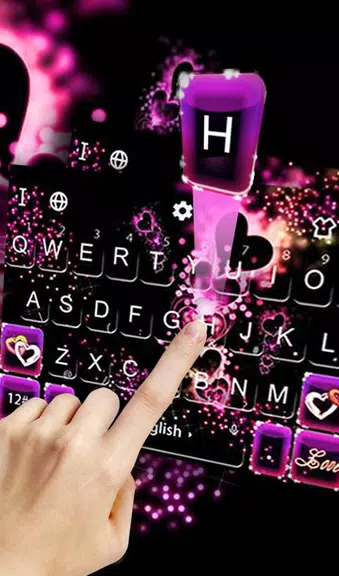 Sparkling Purple Heart Keyboard Theme स्क्रीनशॉट 0