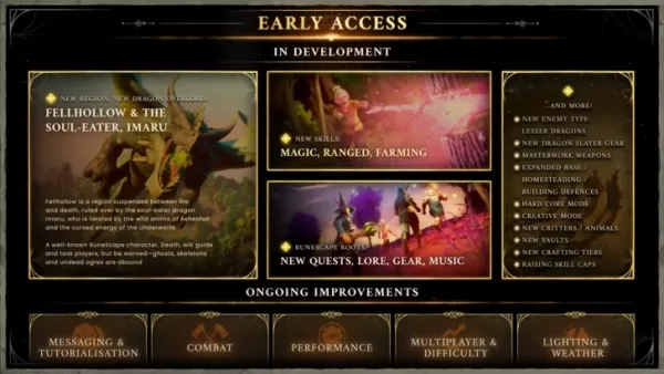 Runescape : Dragonwilds 로드맵은 깜짝 조기 액세스 런칭 후 게시되었습니다