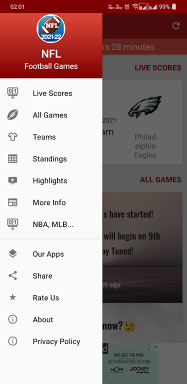 NFL 2024 Schedule Scores Скриншот 1