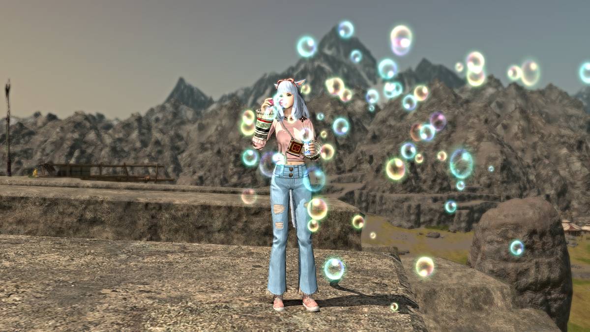 Usando las burbujas de Blow Emote en FFXIV