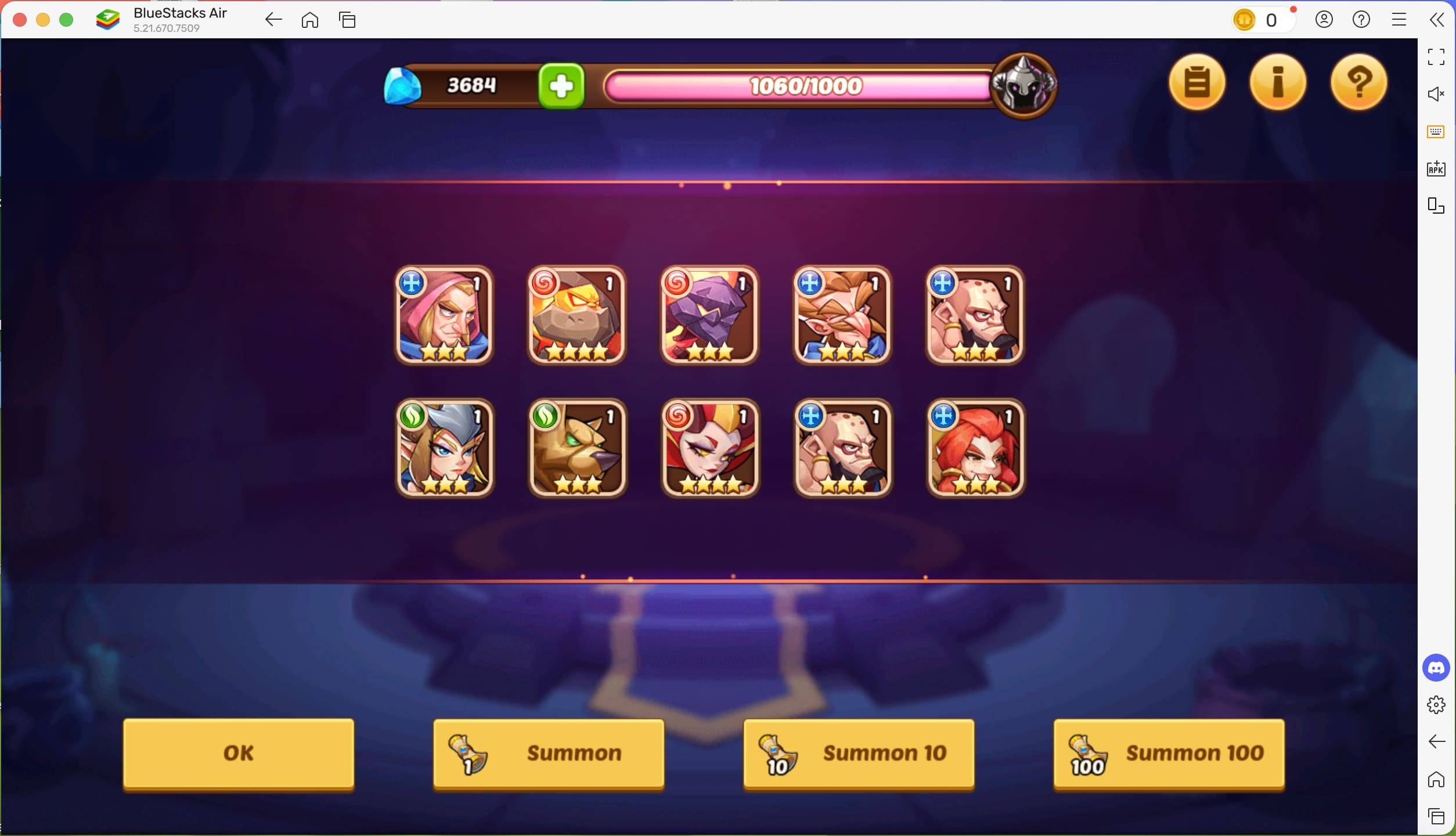 Bluestacks Air와 함께 Mac에서 유휴 영웅을 부스트하십시오