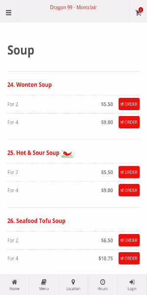 Dragon 99 Montclair Ordering Screenshot 0