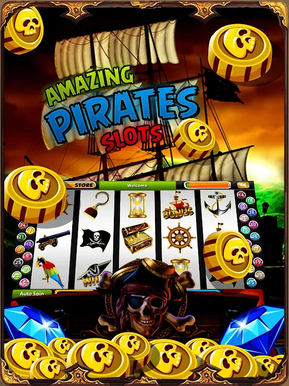 Pirate Treasure Mega Slots स्क्रीनशॉट 0