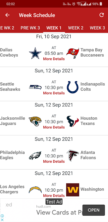 NFL 2024 Schedule Scores Скриншот 2