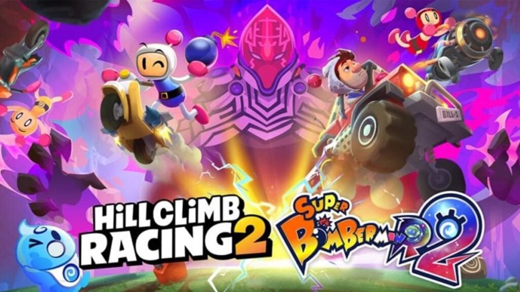 Super Bomberman R 2 fait la course dans Hill Climb Racing 2