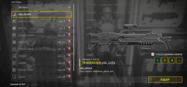 Capture d'écran de personnalisation de Helldivers 2 Arme